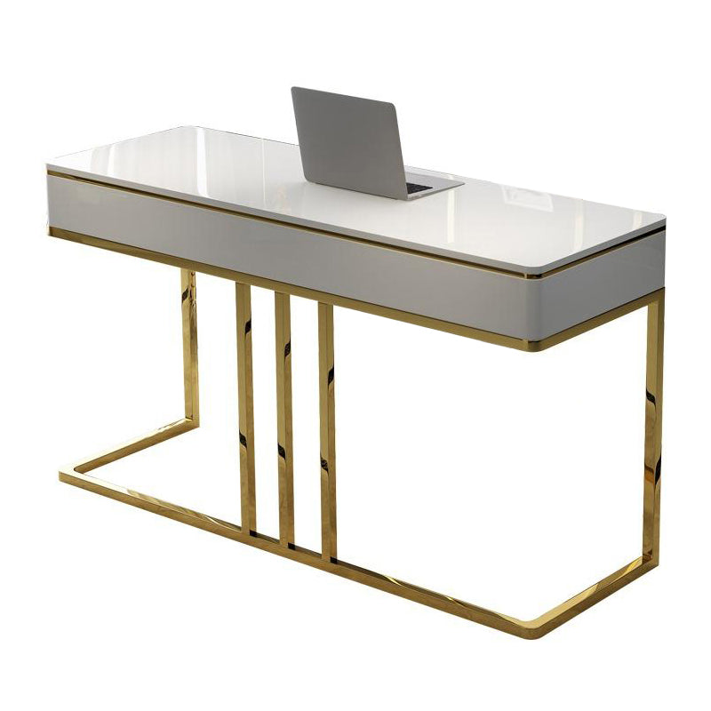 Home Office Writing Desk Glam Style Curved Drawer Office Desk without Chair