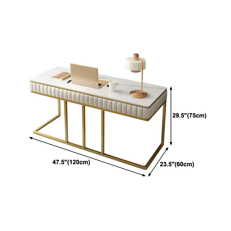 Home Office Writing Desk Glam Style Curved Drawer Office Desk without Chair