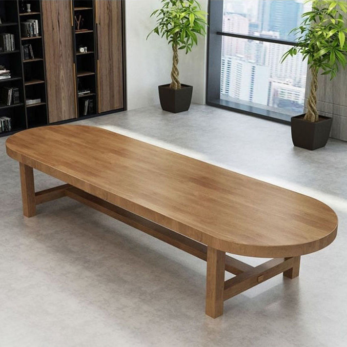 Modern Oval Desk Conference Table Office Wooden Writing Desk without Chair