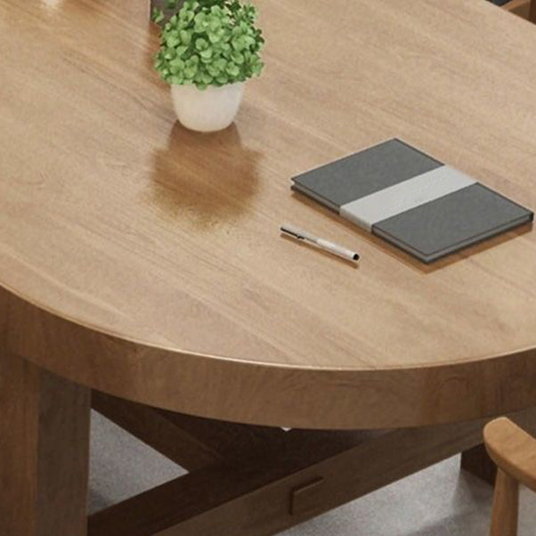 Modern Oval Desk Conference Table Office Wooden Writing Desk without Chair