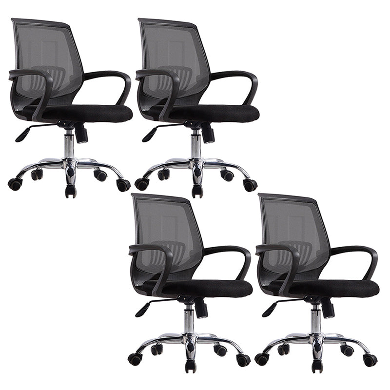 Modern Mid Back Desk Chair Mesh Fixed Arms Office Chair for Home Office