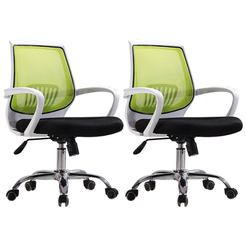 Modern Mid Back Desk Chair Mesh Fixed Arms Office Chair for Home Office