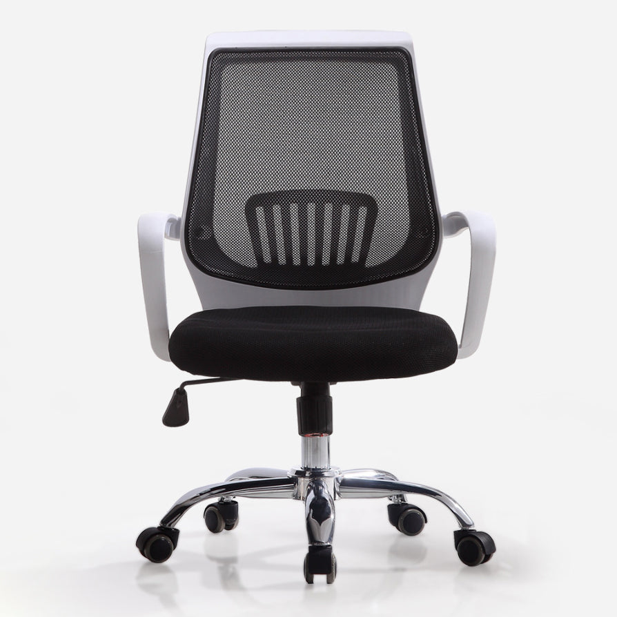 Modern Mid Back Desk Chair Mesh Fixed Arms Office Chair for Home Office