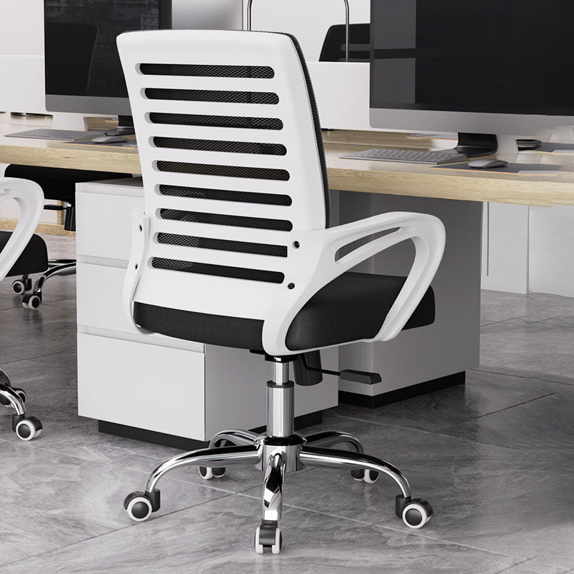 Modern Style Desk Chair Fixed Arms Mid Back Ergonomic Task Chair with Wheels