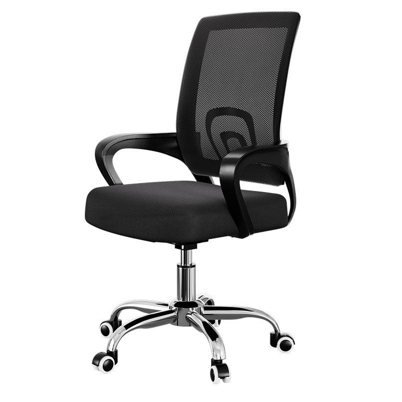 Modern Style Desk Chair Fixed Arms Mid Back Ergonomic Task Chair with Wheels