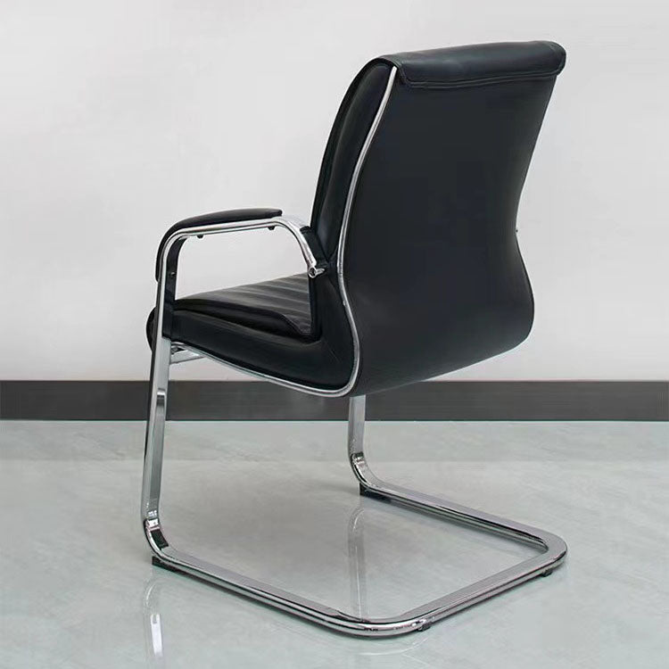 Modern Leather and Metal Desk Chair with Mid Back Home Office Chair