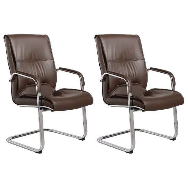 Modern Leather and Metal Desk Chair with Mid Back Home Office Chair