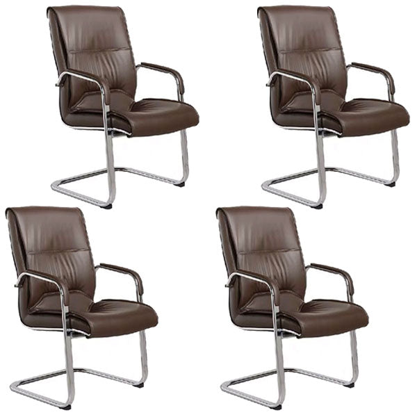 Modern Leather and Metal Desk Chair with Mid Back Home Office Chair