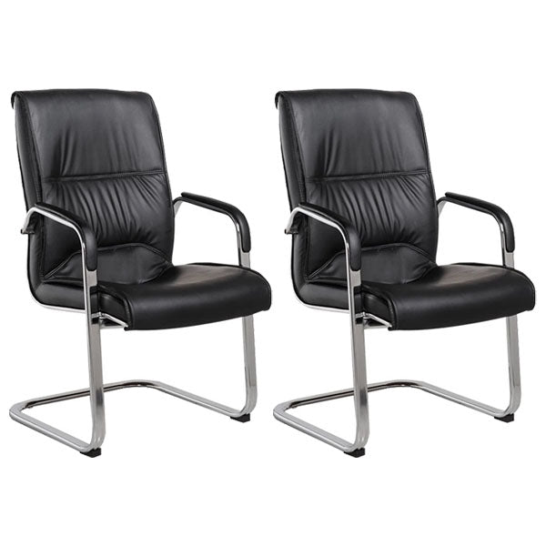 Modern Leather and Metal Desk Chair with Mid Back Home Office Chair