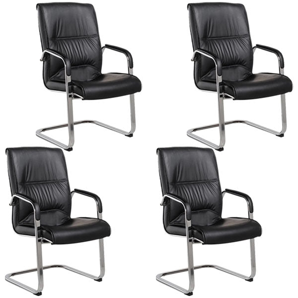 Modern Leather and Metal Desk Chair with Mid Back Home Office Chair