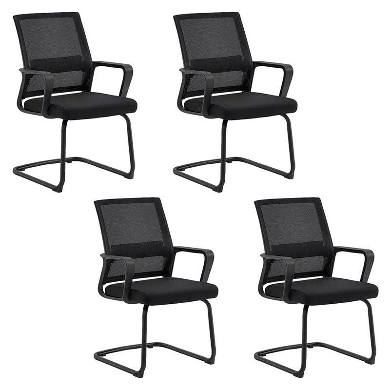 Modern Plastic Desk Chair Black and White Mesh Home Office Chair with Mid Back