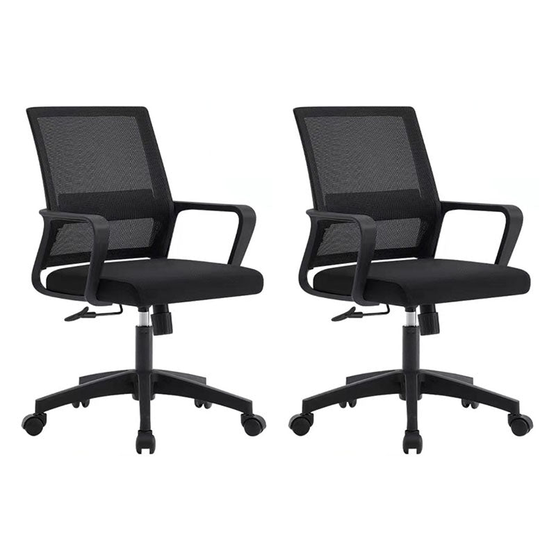 Modern Plastic Desk Chair Black and White Mesh Home Office Chair with Mid Back