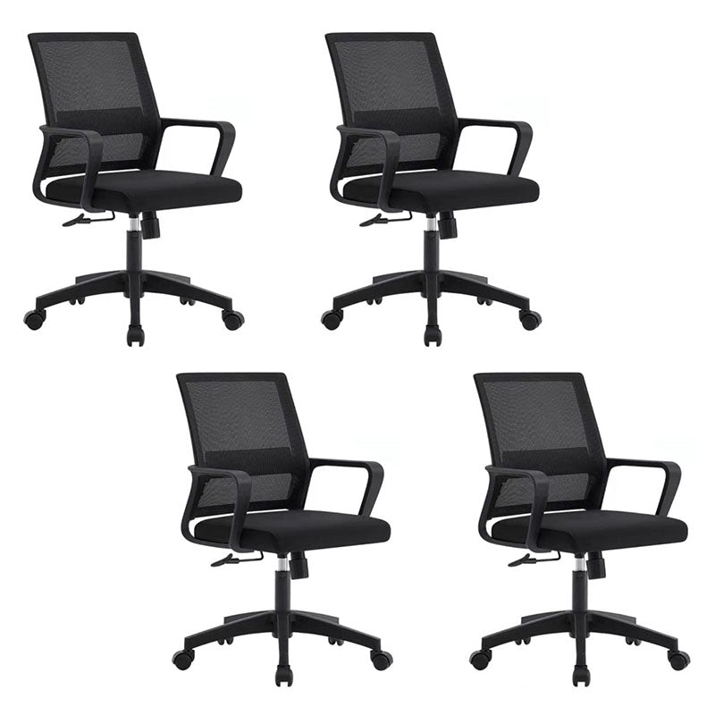 Modern Plastic Desk Chair Black and White Mesh Home Office Chair with Mid Back