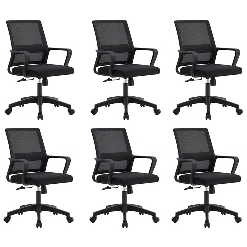 Modern Plastic Desk Chair Black and White Mesh Home Office Chair with Mid Back