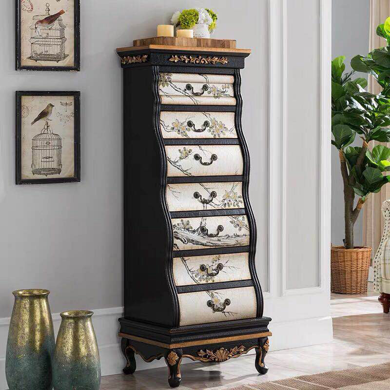 Traditional Style Storage Chest Vertical Solid Wood Storage Chest Dresser for Bedroom