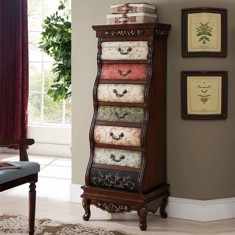 Traditional Style Storage Chest Vertical Solid Wood Storage Chest Dresser for Bedroom