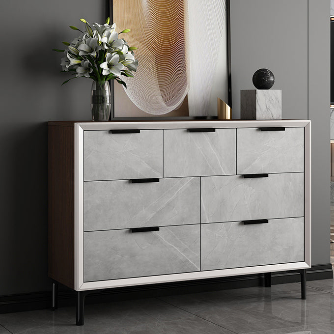 Modern Style Grey Storage Chest Horizontal Wooden Storage Chest Dresser for Bedroom