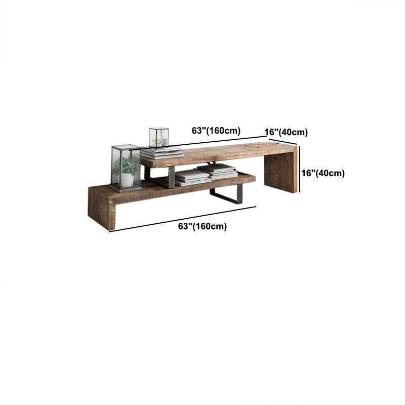 17.75"H TV Stand Industrial Style Open Storage TV Console with 2-shelf