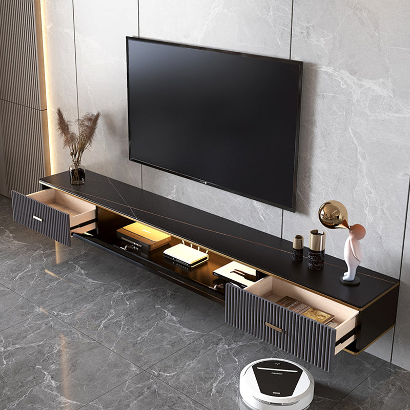 2 Drawers Contemporary TV Stand Stone Wall-mounted TV Cabinet