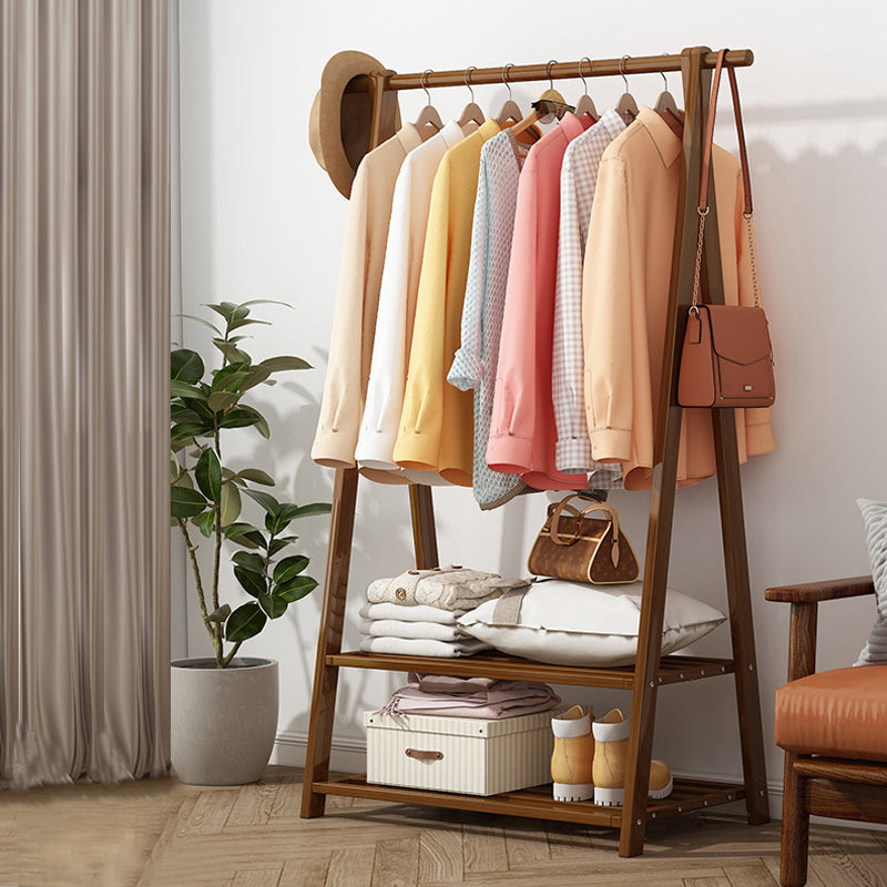 Solid Wooden Coat Rack Shelf Storage and Hanging Rail Coat Hanger