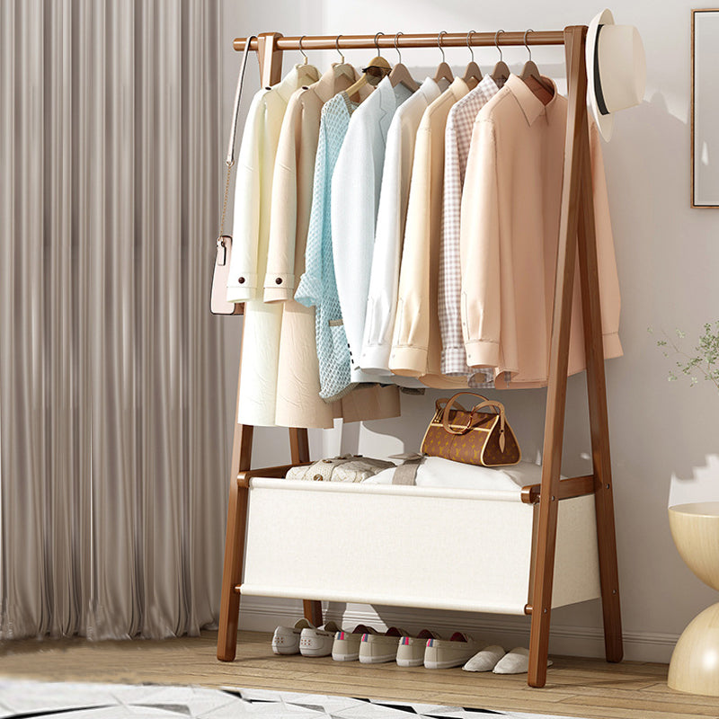 Solid Wooden Coat Rack Shelf Storage and Hanging Rail Coat Hanger