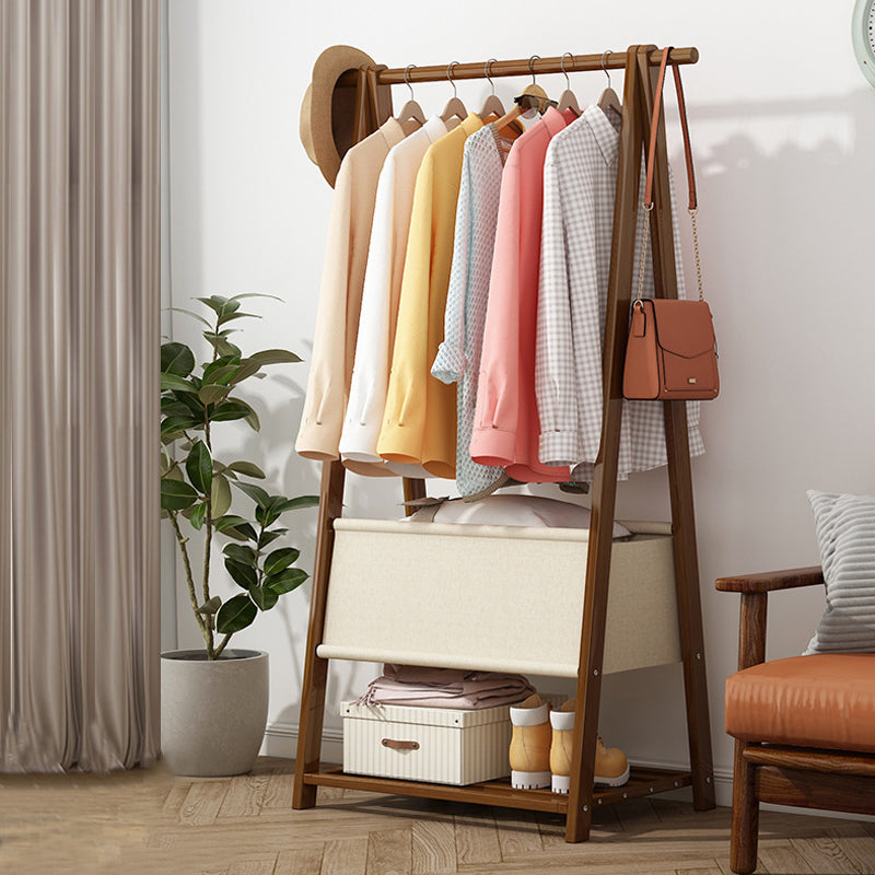 Solid Wooden Coat Rack Shelf Storage and Hanging Rail Coat Hanger