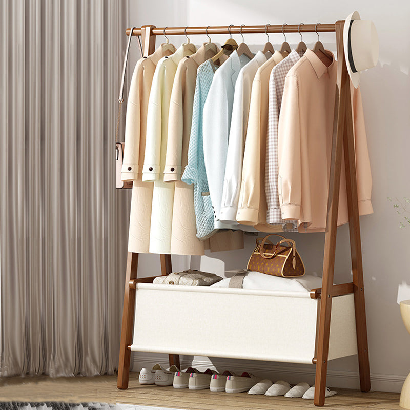 Solid Wooden Coat Rack Shelf Storage and Hanging Rail Coat Hanger