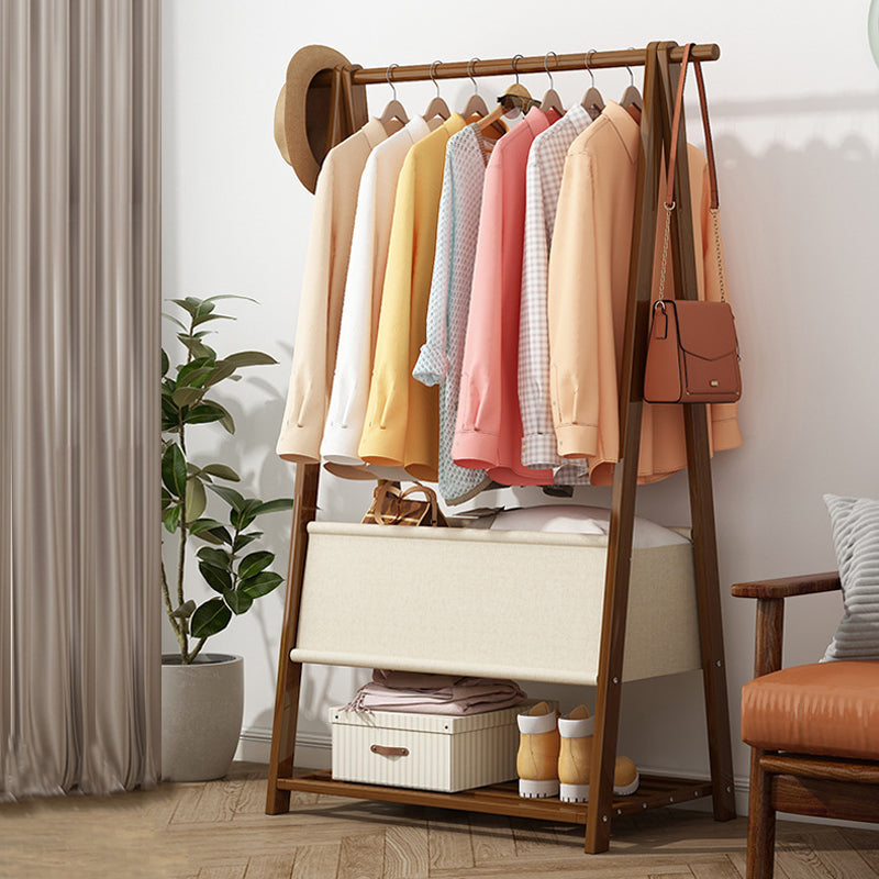 Solid Wooden Coat Rack Shelf Storage and Hanging Rail Coat Hanger