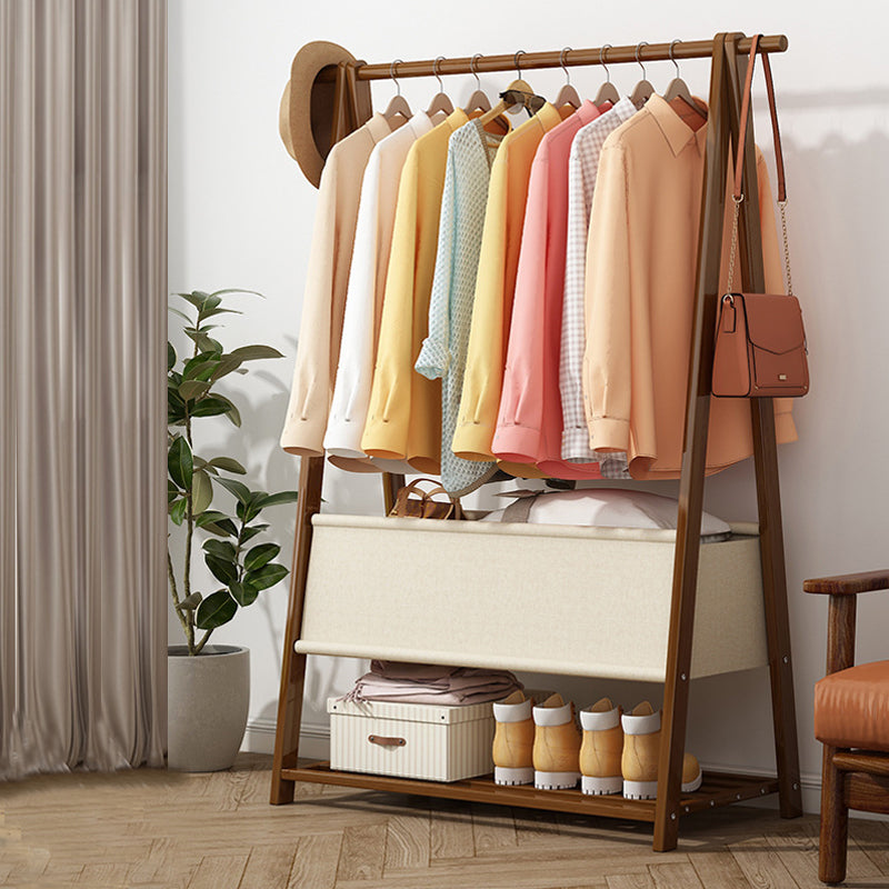 Solid Wooden Coat Rack Shelf Storage and Hanging Rail Coat Hanger