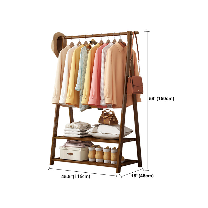 Solid Wooden Coat Rack Shelf Storage and Hanging Rail Coat Hanger