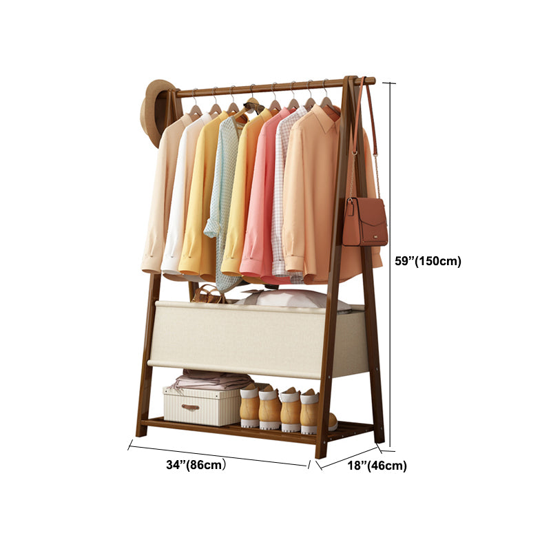 Solid Wooden Coat Rack Shelf Storage and Hanging Rail Coat Hanger