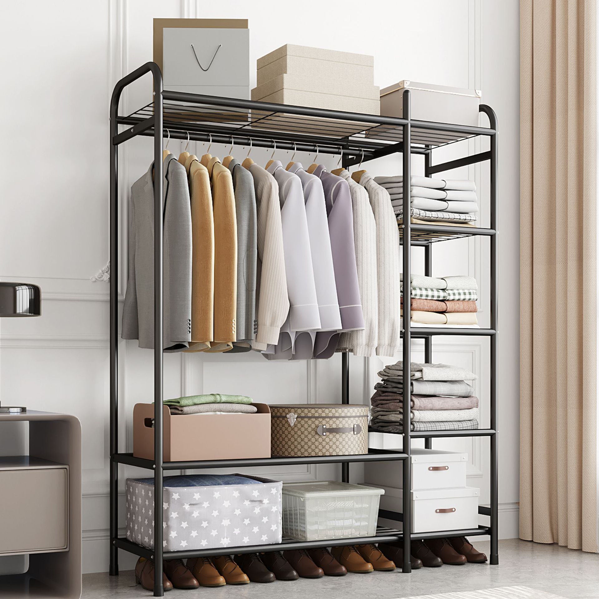 Contemporary Coat Rack Metal Shelving Storage Free Standing Hall Tree