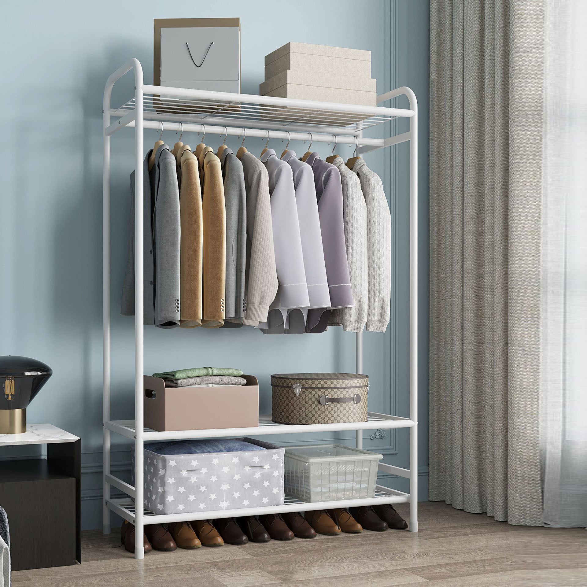 Contemporary Coat Rack Metal Shelving Storage Free Standing Hall Tree