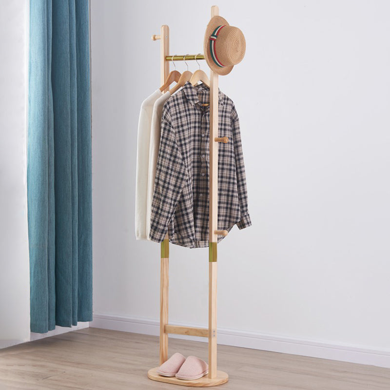 Solid Wood Coat Rack Hooks Hanging Rail Entryway Coat Hanger