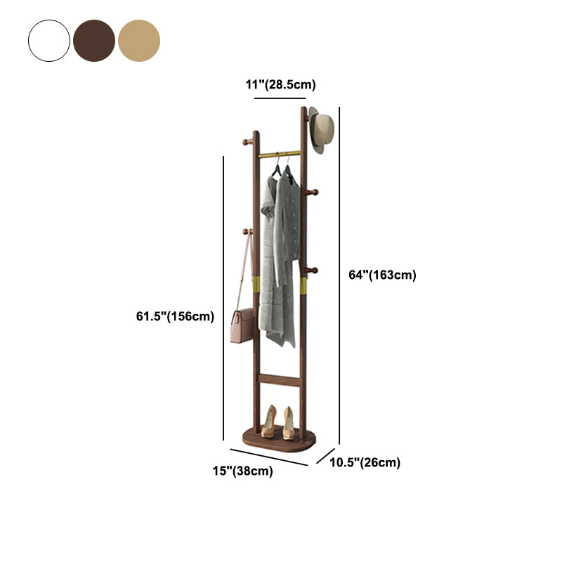 Solid Wood Coat Rack Hooks Hanging Rail Entryway Coat Hanger