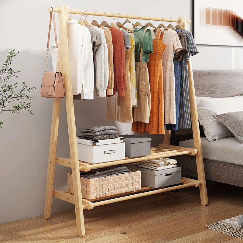 Modern Coat Rack Wooden Shelf Storage Coat Hanger in Bedroom Room