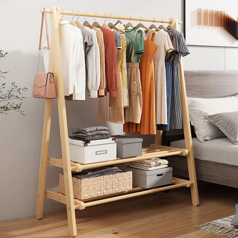 Modern Coat Rack Wooden Shelf Storage Coat Hanger in Bedroom Room