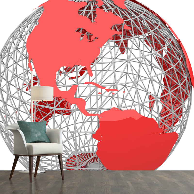 Earth Map Modern Wallpaper Illustration Stain Resistant Sitting Room Wallpaper