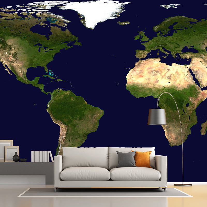 Illustration Earth Map Wall Mural Modern Stain Resistant Indoor Mural Wallpaper