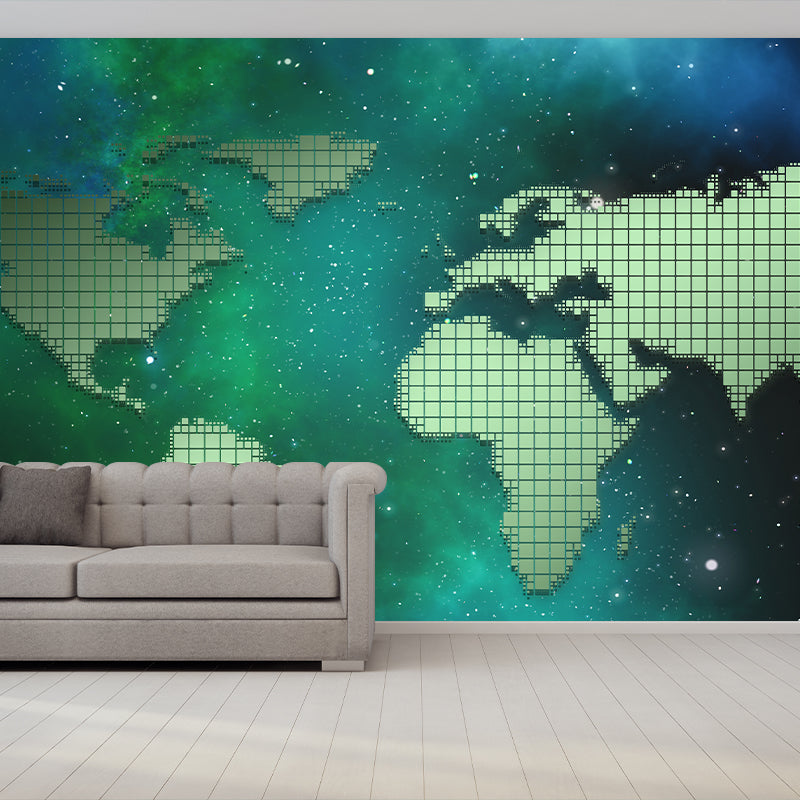 Illustration Earth Map Wall Mural Modern Stain Resistant Indoor Mural Wallpaper