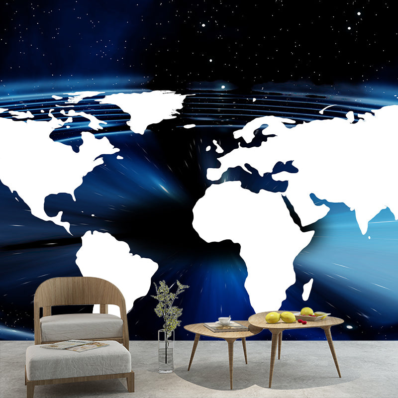 Illustration Earth Map Wall Mural Modern Stain Resistant Indoor Mural Wallpaper