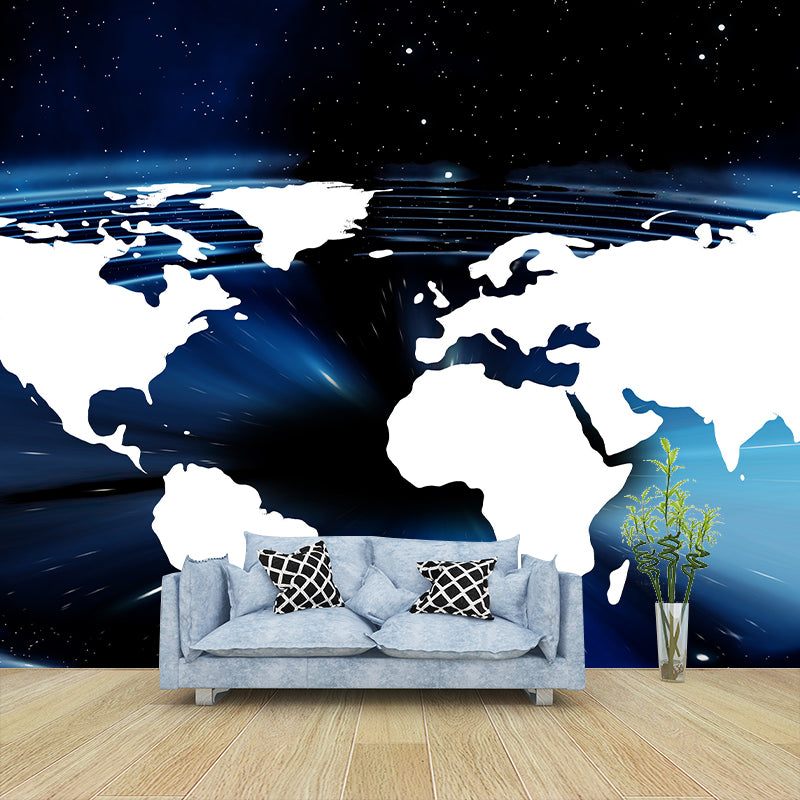 Illustration Earth Map Wall Mural Modern Stain Resistant Indoor Mural Wallpaper