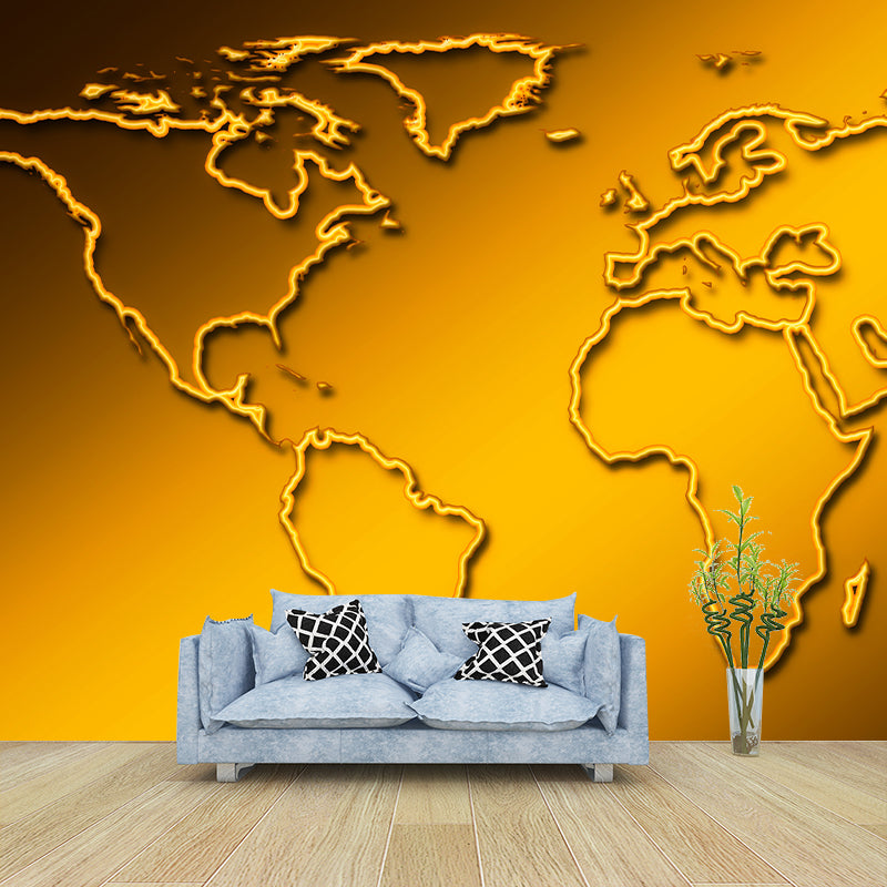 Illustration Earth Map Wall Mural Modern Stain Resistant Indoor Mural Wallpaper