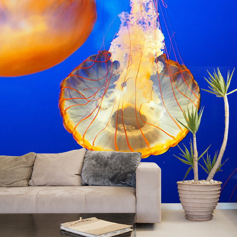 Photography Jellyfish Pattern Wall Mural Stain Resistant Environmental Sea Wallpaper