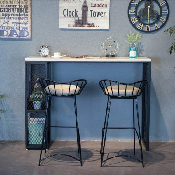 Black and White Bistro Bar Desk with Storage Living Room Stone Bistro Bar Table