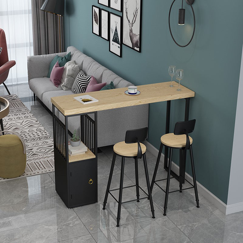 Indoor Rectangle Cocktail Bar Table Industrial Pub Height Dining Table with Storage