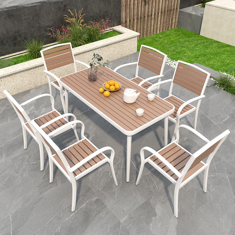 Modern Wood and Meta Dining Table 1/4/5/7 Pieces Outdoor Legs Dinette Set