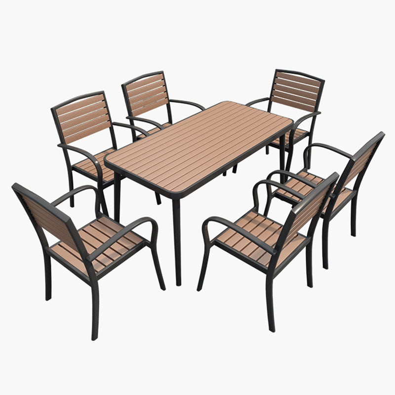 Modern Wood and Meta Dining Table 1/4/5/7 Pieces Outdoor Legs Dinette Set