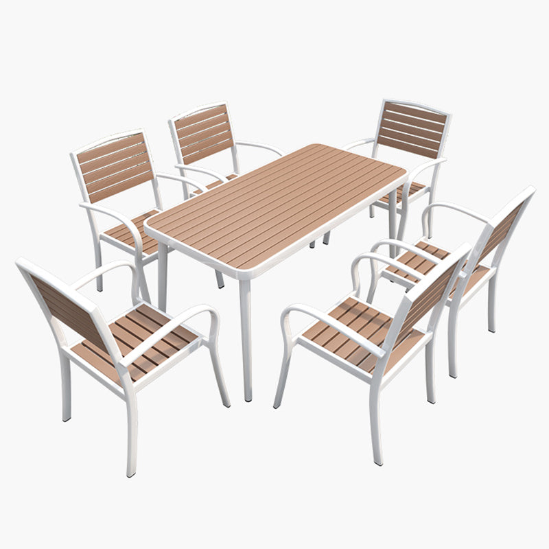 Modern Wood and Meta Dining Table 1/4/5/7 Pieces Outdoor Legs Dinette Set