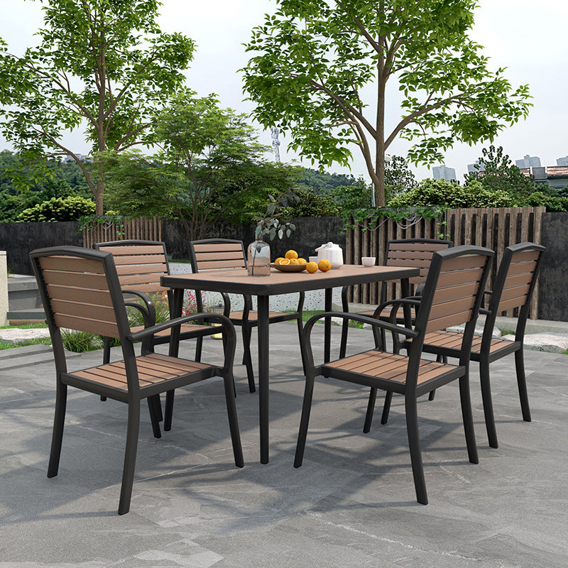 Modern Wood and Meta Dining Table 1/4/5/7 Pieces Outdoor Legs Dinette Set